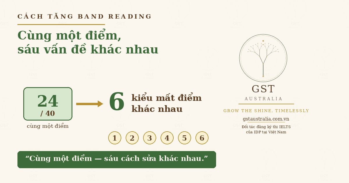 cách tăng band Reading sáu kiểu mất điểm